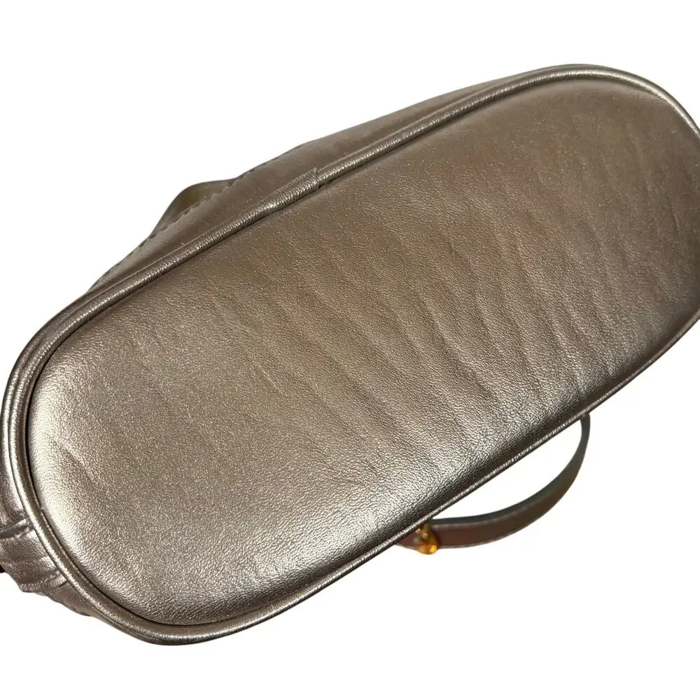 Vintage 90’s woven gold silver metallic purse shoulder bag dressy faux leather